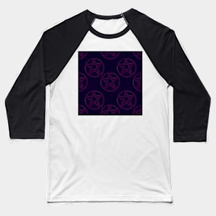 Purple and Hot Pink Stone Pentagrams Baseball T-Shirt